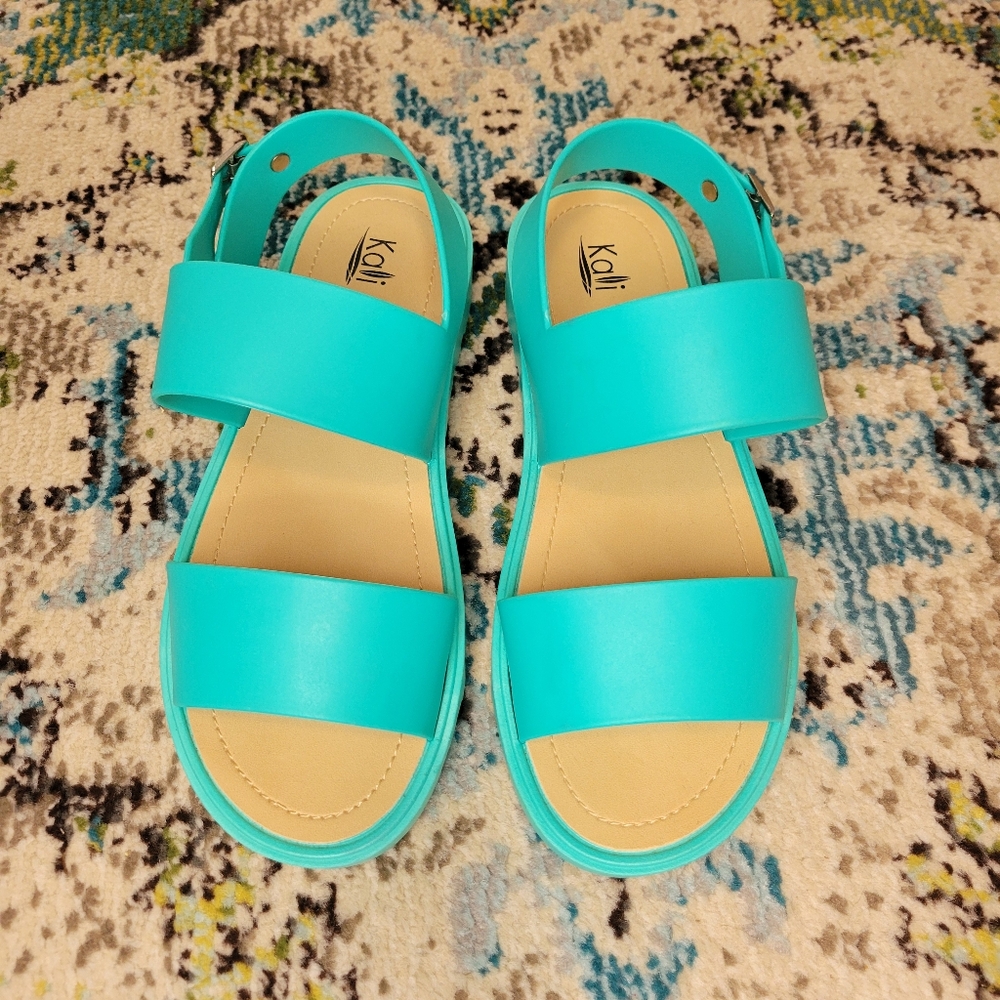Kali Sea Foam Green Beach Vacation‎ Strappy Summer Sandal, Size 10